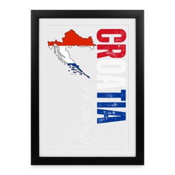 Fabriqué en Croatie, né en Croatie - Affiche encadrée (27 × 37 cm) - noir - Devant