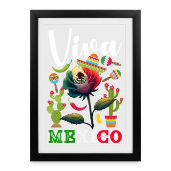 Fierté du Mexique & Maison Drapeau du Mexique - Affiche encadrée (27 × 37 cm) - noir - Devant