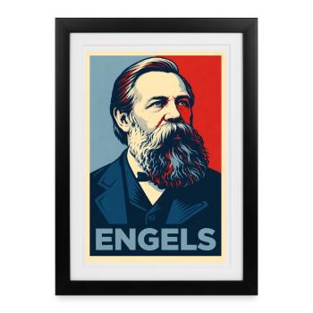 Portrait pop art d’Engels - Affiche encadrée (27 × 37 cm) - noir - Devant