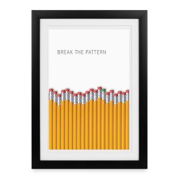Break the Pattern Minimalist Statement Design - Framed poster (27 × 37 cm) - black - Front