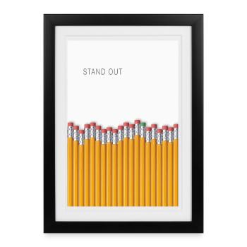 Stand Out Minimalist Statement Design - Framed poster (27 × 37 cm) - black - Front