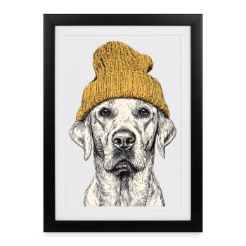 Beanie Retriever - Affiche encadrée (27 × 37 cm) - noir - Devant