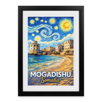 Mogadishu Somalia Starry Night - Framed poster (27 × 37 cm) - black - Front