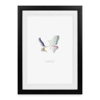 Leichtigkeit Schmetterling minimalistisches Design - Gerahmtes Poster (27 × 37 cm) - Schwarz - Vorne