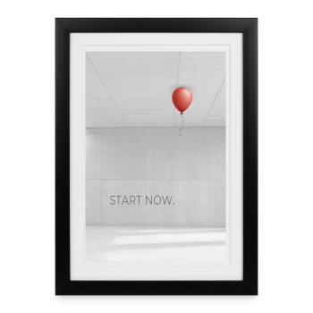 Affiche Commencez Maintenant avec Balloon Minimal Design - Affiche encadrée (27 × 37 cm) - noir - Devant