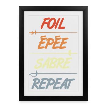 Répétition du sabre épée en feuille d’aluminium - Affiche encadrée (27 × 37 cm) - noir - Devant