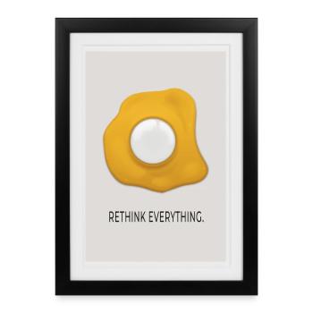Rethink Everything Minimalist Egg Poster - Framed poster (27 × 37 cm) - black - Front