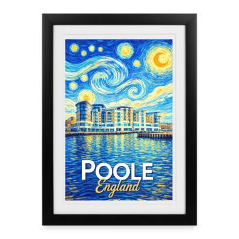Poole England Star-Style Harbour - Framed poster (27 × 37 cm) - black - Front