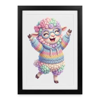 Moutons heureux - Affiche encadrée (27 × 37 cm) - noir - Devant