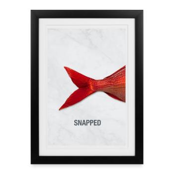 Snapped Fish Design minimaliste Modern - Affiche encadrée (27 × 37 cm) - noir - Devant