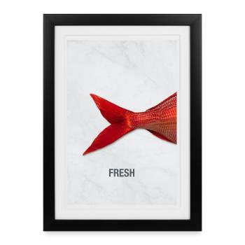 Fresh Fish Design minimaliste Modern - Affiche encadrée (27 × 37 cm) - noir - Devant