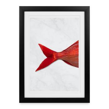 Red Fish Minimal Art Design - Affiche encadrée (27 × 37 cm) - noir - Devant