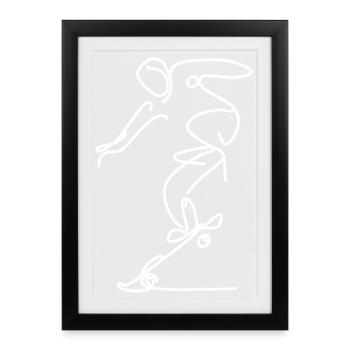 Skateboarder Drawing - Framed poster (27 × 37 cm) - black - Front