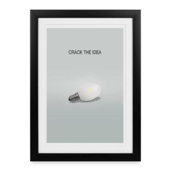 Craque l’idée : design minimaliste d’affiche - Affiche encadrée (27 × 37 cm) - noir - Devant