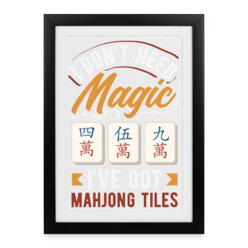 It's Mahjong Time - Framed poster (27 × 37 cm) - black - Front