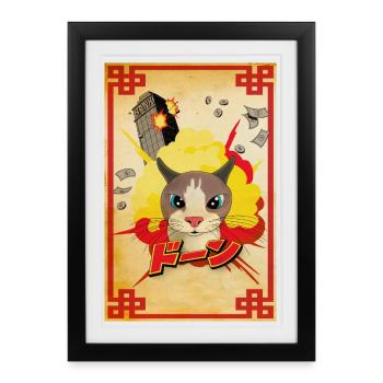 Mr Boom Cat - Affiche encadrée (27 × 37 cm) - noir - Devant