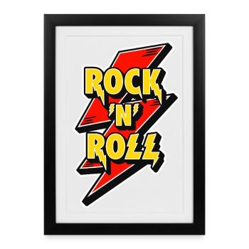 Rock 'N' Roll Lightning Bolt Logo - Framed poster (27 × 37 cm) - black - Front