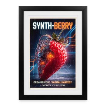 Baie synthétique : Fraise cybernétique - Affiche encadrée (27 × 37 cm) - noir - Devant