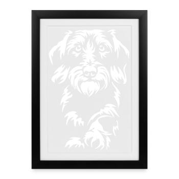 Dackel "Black Edition" - Gerahmtes Poster (27 × 37 cm) - Schwarz - Vorne