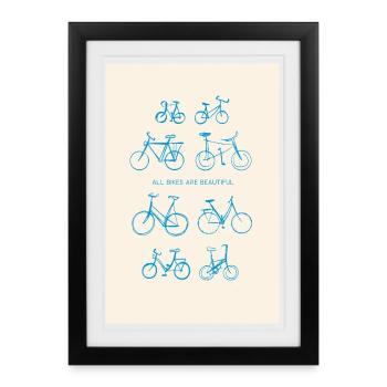Tous les vélos sont sympas | Tous les vélos sont magnifiques - Affiche encadrée (27 × 37 cm) - noir - Devant