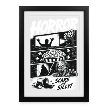 Horror Popcorn Comic Style - Affiche encadrée (27 × 37 cm) - noir - Devant