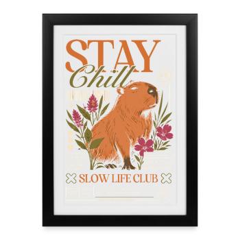 Stay Chill Capybara Motif - Framed poster (27 × 37 cm) - black - Front
