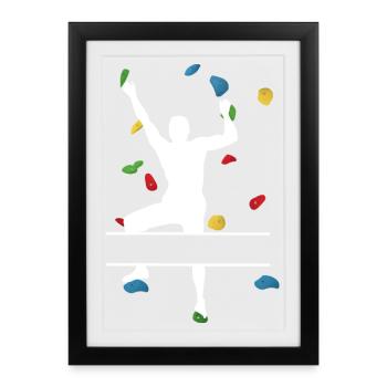 Climbing Wall Man White – Custom Climber - Framed poster (27 × 37 cm) - black - Front