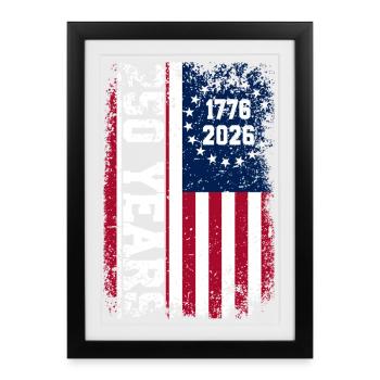 USA Flag Rust Style 1776–2026 - Framed poster (27 × 37 cm) - black - Front