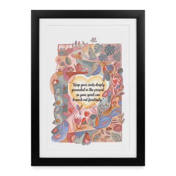 Deeply rooted in the now - Framed poster (27 × 37 cm) - black - Front