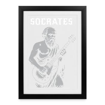 Socrate jouant de la guitare rock - Affiche encadrée (27 × 37 cm) - noir - Devant