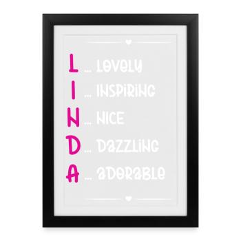 Linda Name Acrostic - Framed poster (27 × 37 cm) - black - Front