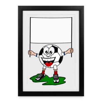 Footballeur de dessin animé avec bannière - Affiche encadrée (27 × 37 cm) - noir - Devant