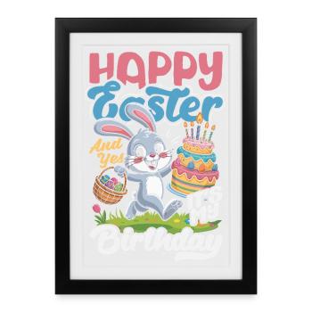 Happy Easter Sweet Easter Bunny Egg Hunt Easter Eggs - Framed poster (27 × 37 cm) - black - Front