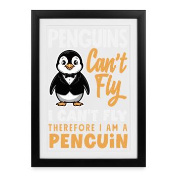 Pingouin mignon - Cadeau pour l’amoureux des manchots - Affiche encadrée (27 × 37 cm) - noir - Devant