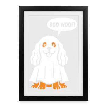 Cocker Spaniel Boo Woof -  Funny Halloween Dog - Framed poster (27 × 37 cm) - black - Front
