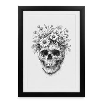 Graphique gothique de crâne floral - Affiche encadrée (27 × 37 cm) - noir - Devant
