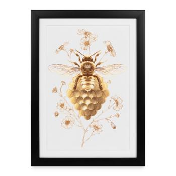 Golden bee on honeycomb - Framed poster (27 × 37 cm) - black - Front
