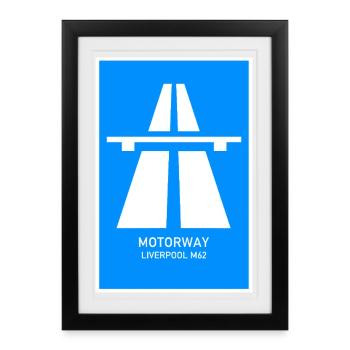 Motorway Liverpool M62 Vintage Poster - Framed poster (27 × 37 cm) - black - Front