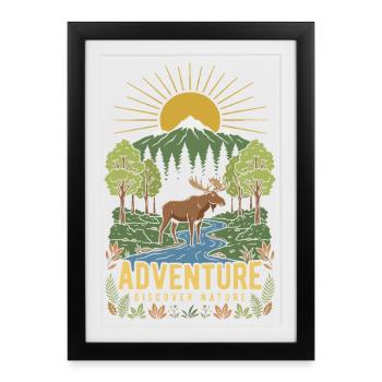 Nature Adventure: Mountains and River - Framed poster (27 × 37 cm) - black - Front