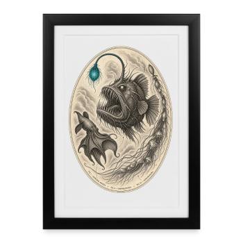 Deep-sea monster – illustration - Framed poster (27 × 37 cm) - black - Front
