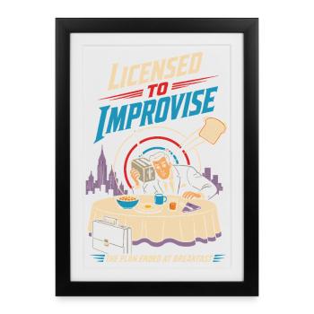 Licensed to Improvise Breakfast Chaos - Framed poster (27 × 37 cm) - black - Front