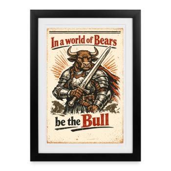 Dans un monde où les ours sont le taureau – Trading Design - Affiche encadrée (27 × 37 cm) - noir - Devant