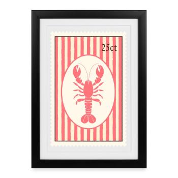 25 Cent Hummer – Maritime Briefmarke - Gerahmtes Poster (27 × 37 cm) - Schwarz - Vorne