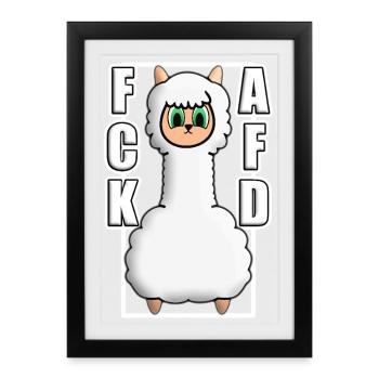 ACK AFD ALPAKA Antifa GEGEN NAZIS Protest links - Gerahmtes Poster (27 × 37 cm) - Schwarz - Vorne