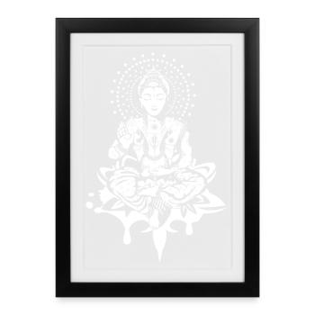 Bouddha dans la position du lotus -blanc- - Affiche encadrée (27 × 37 cm) - noir - Devant