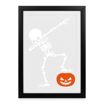 DABBING skeleton DAB pumpkin head Halloween - Framed poster (27 × 37 cm) - black - Front