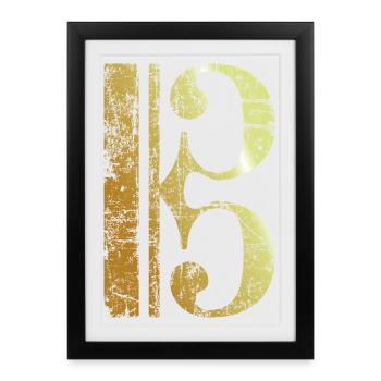 C Clef - Viola Key - Tenor Clef (Ancient Gold) - Framed poster (27 × 37 cm) - black - Front