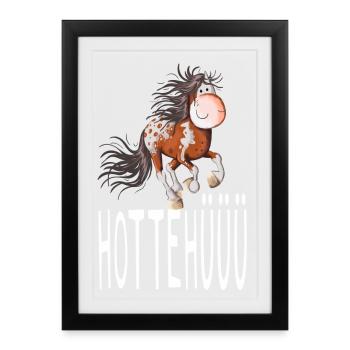 Hottehüüü Pferdchen - Reiter - Pferd - Comic - Gerahmtes Poster (27 × 37 cm) - Schwarz - Vorne