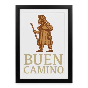 Pèlerin de Saint-Jacques-de-Compostelle Bon chemin - Affiche encadrée (27 × 37 cm) - noir - Devant