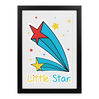 Little Star Shooting Comet Illustration - Framed poster (27 × 37 cm) - black - Front